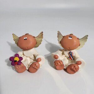 Kirk 2001 Angel Cheeks Figurines With Gold Wings Decorative Accents 9/11 Ladybug